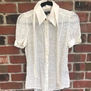White linen button down blouse